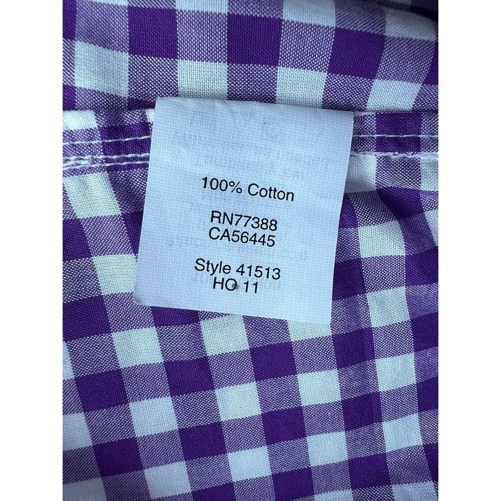 J.Crew Mens Purple Gingham Slim Fit Dress Shirt 15.5 34/35 120s 2-Ply Cotton